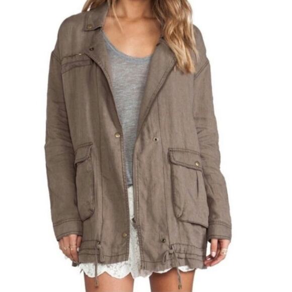 Free People Vintage Small Gold Embroidered Twill Parka Coat Jacket - Picture 2 of 10